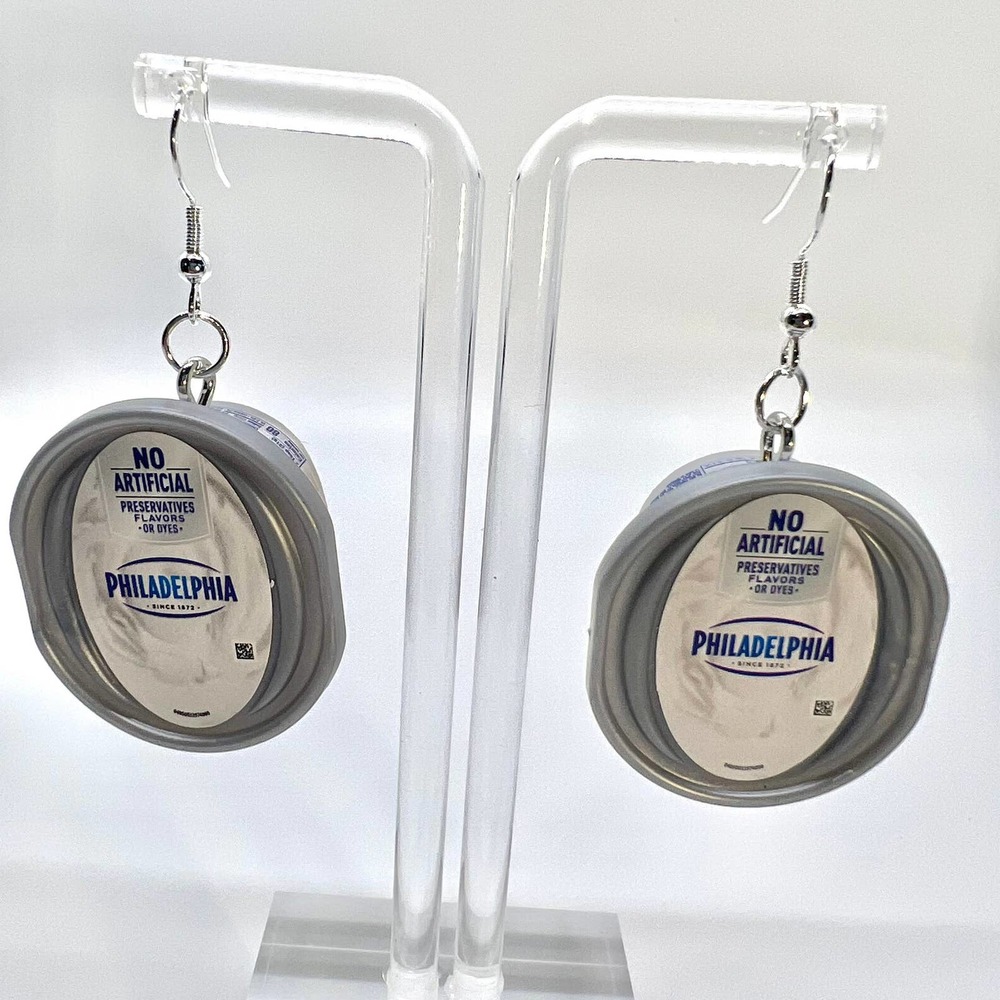Philadelphia Cream Cheese Earrings - Bagel Earrings - Mini Brands Food Earrings